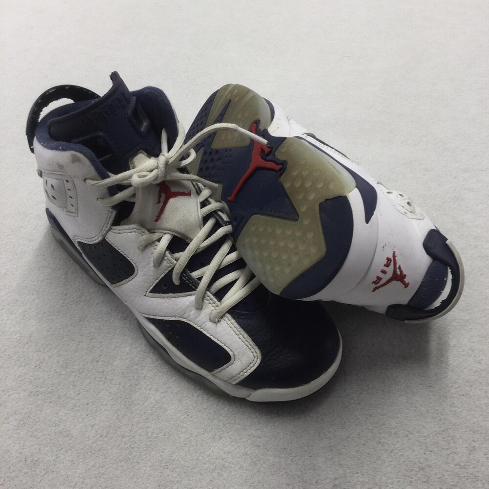 Jordan Air Jordan 6 Retro Shoes Youth Size 6.5Y White Navy High Top 384665-164